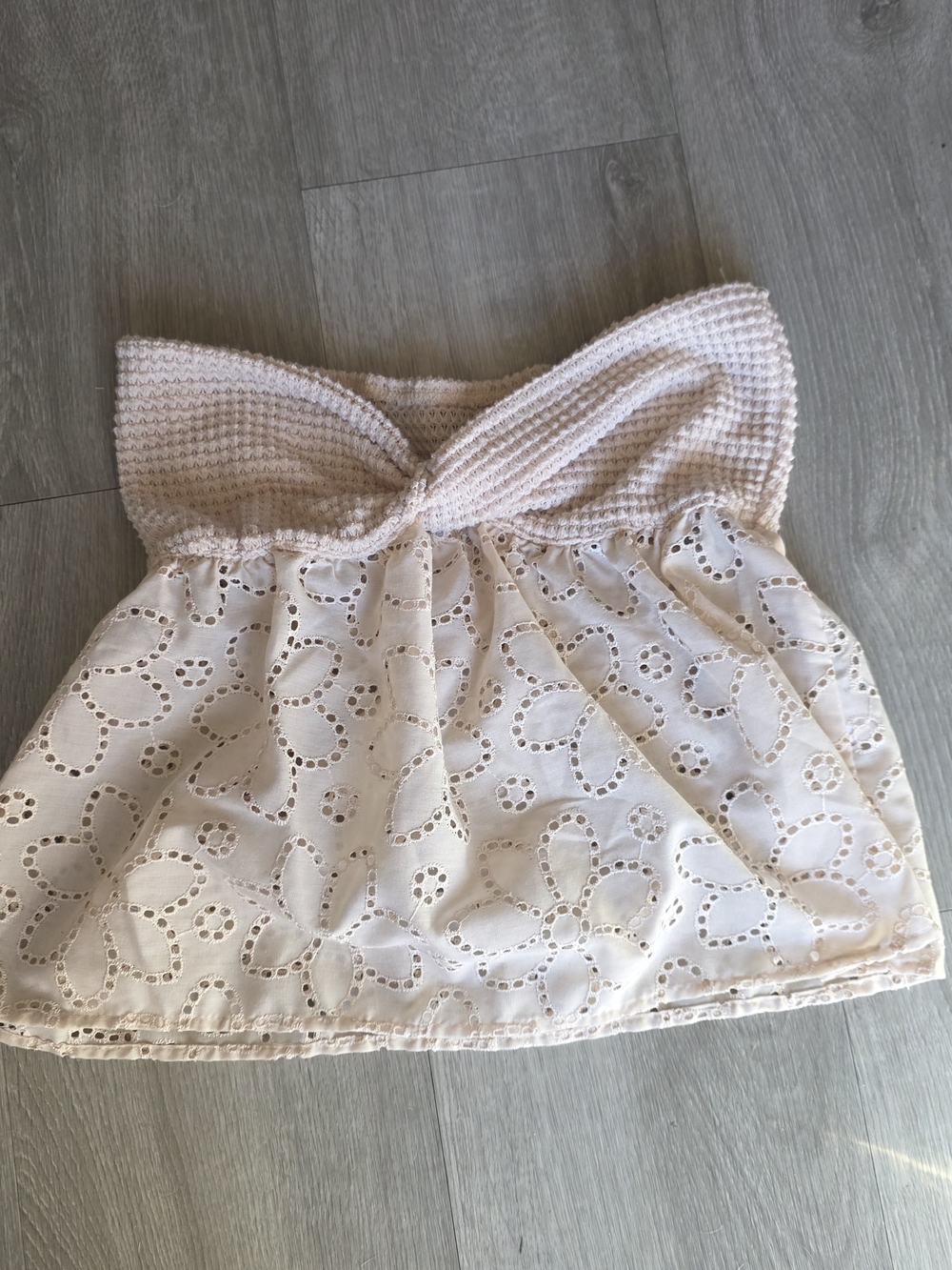 Jumiors Cream Eyelet Sundress with Knit Bodice